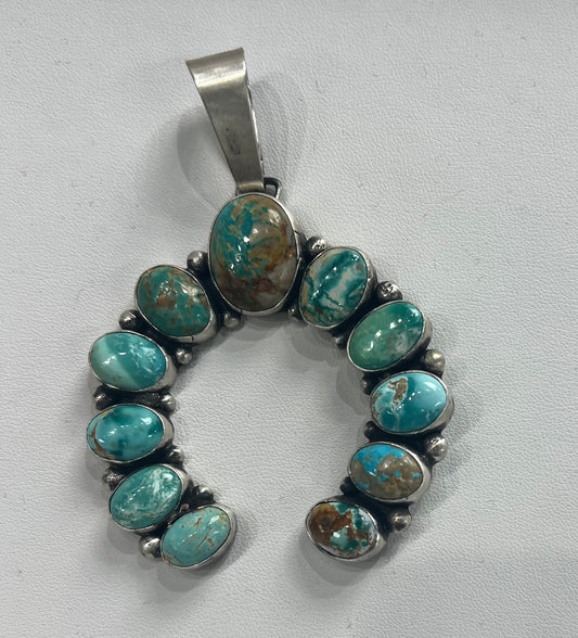 Bobby Johnson Royston Turquoise Naja Pendant - Sunset Turquoise Mountain
