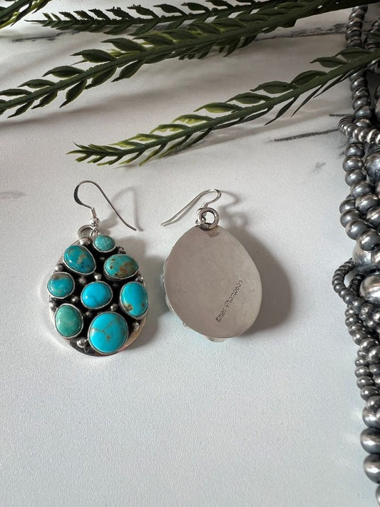 Emer Thompson 8 - stone Turquoise Dangle Earrings - Sunset Turquoise Mountain