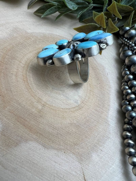 Golden Hills Turquoise Cluster Adjustable Rings - Sunset Turquoise Mountain