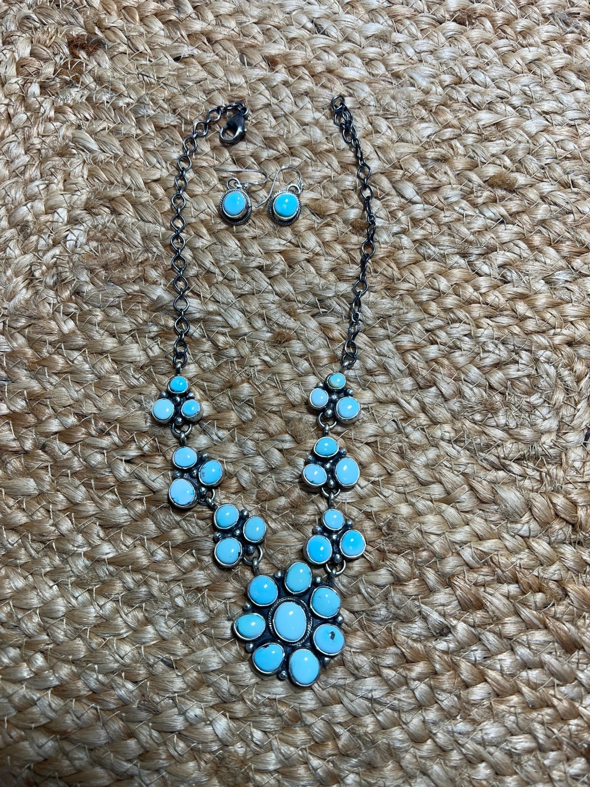 Golden Hills Turquoise Cluster Necklace Set - Sunset Turquoise Mountain
