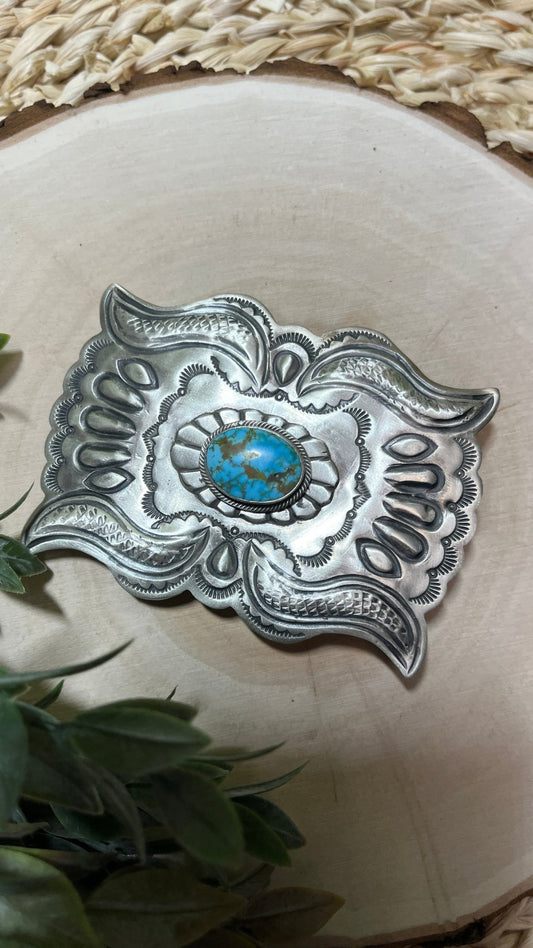 Kingman Turquoise Buckle - Sunset Turquoise Mountain