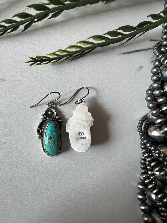 Mine 8 Turquoise Dangle Wire Earrings - Sunset Turquoise Mountain