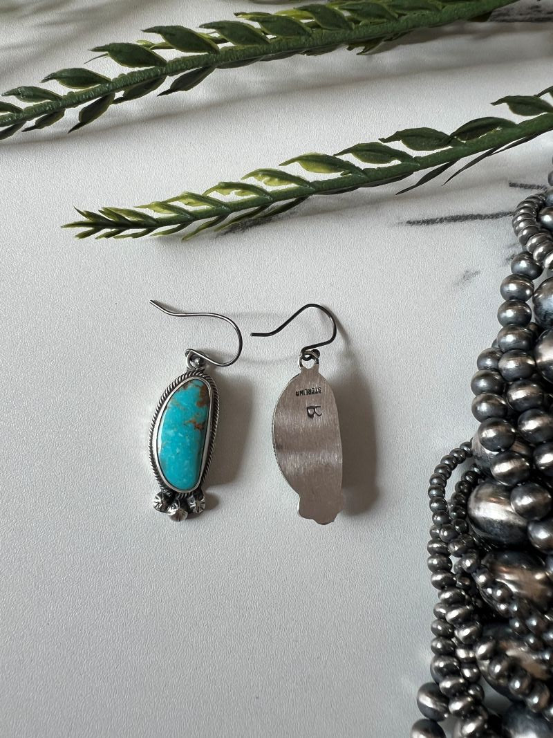Sonoran Turquoise Dangle Wire Earrings - Sunset Turquoise Mountain