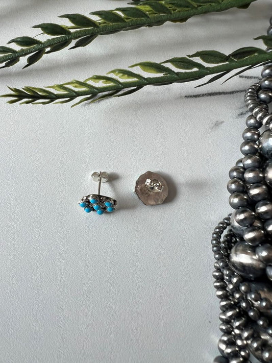 Turquoise 7 - stone Post Earrings - Sunset Turquoise Mountain