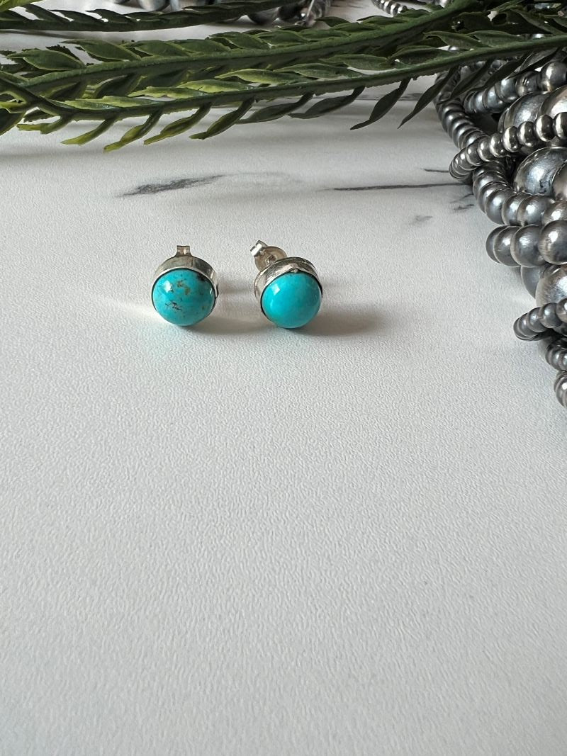 Turquoise Dot Post Earrings - Sunset Turquoise Mountain