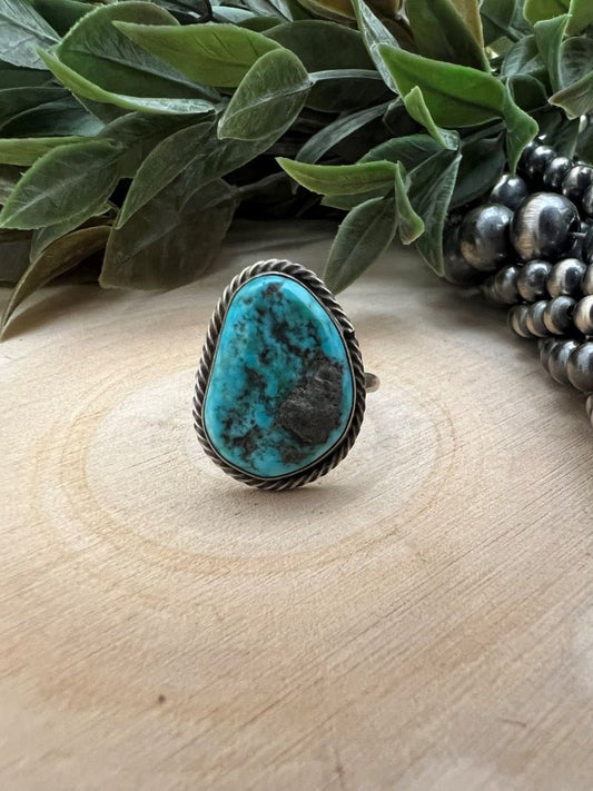 Unpolished Kingman turquoise ring by Susan Cooke
