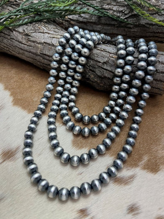 12mm Desert Pearls - Round Bead Necklace - Sunset Turquoise Mountain