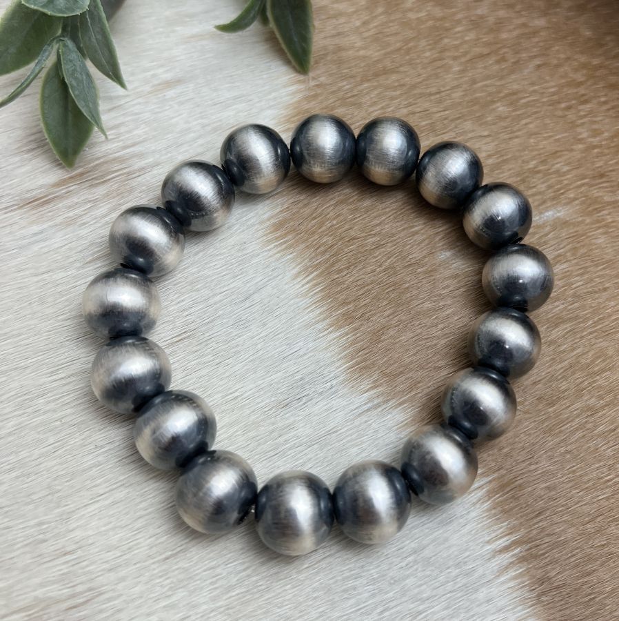 12mm Round Desert Pearls Stretch Bracelet - Sunset Turquoise Mountain