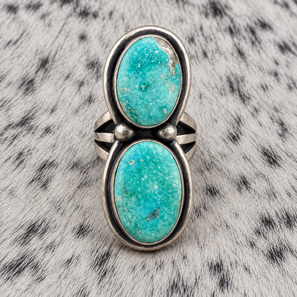 2-Stone Whitewater Turquoise Ring — front