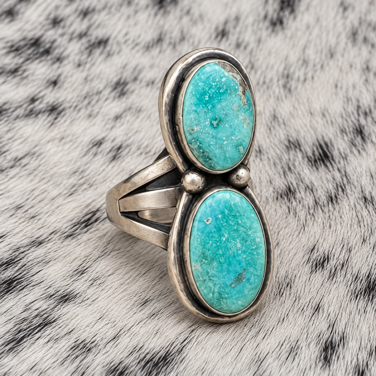 2-Stone Whitewater Turquoise Ring — angle