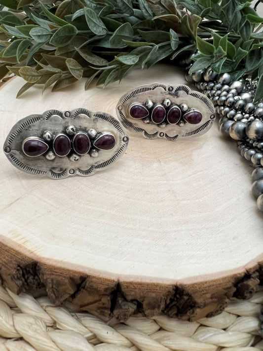 4 - Stone Spiny Oyster Rings by Cordell Platero - Sunset Turquoise Mountain