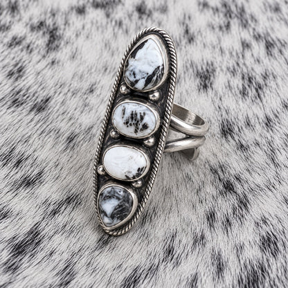 4 Stone White Buffalo Adjustable Rings — ring 1, angle