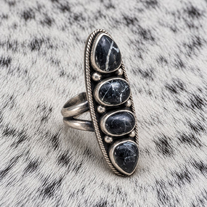 4 Stone White Buffalo Adjustable Rings — ring 2, angle