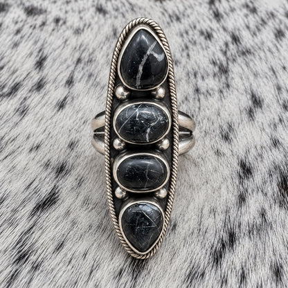 4 Stone White Buffalo Adjustable Rings — ring 2, closeup