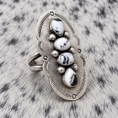 4 Stone White Buffalo Adjustable Rings — ring 2, angle