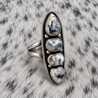 4 Stone White Buffalo Adjustable Rings — ring 3, angle