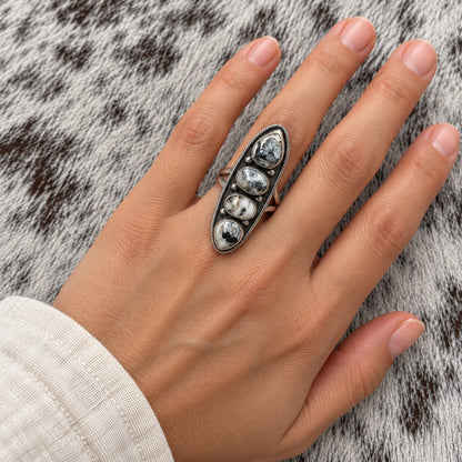 4 Stone White Buffalo Adjustable Rings — ring 3, lifestyle, worn scale approximate