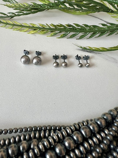 4mm Desert Pearl Round Post Earrings - Sunset Turquoise Mountain