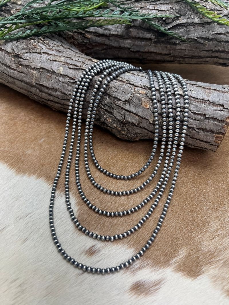 4mm Desert Pearls - Round Bead Necklace - Sunset Turquoise Mountain
