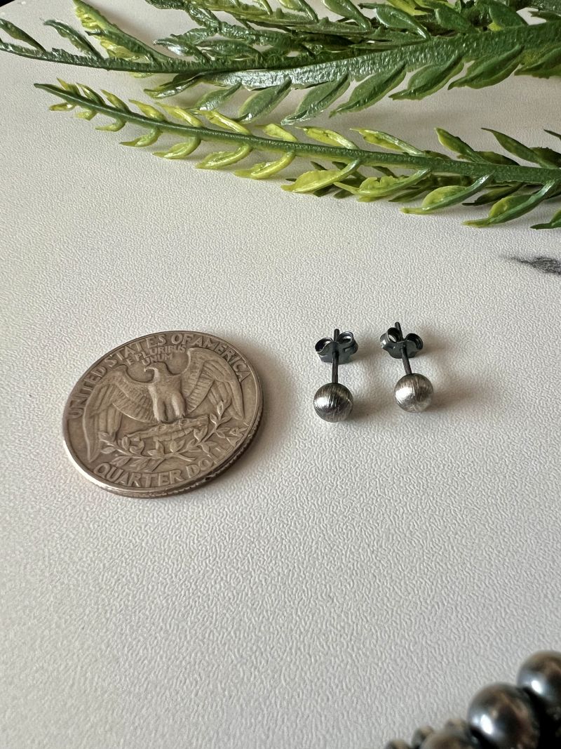 5mm Desert Pearl Round Post Earrings - Sunset Turquoise Mountain