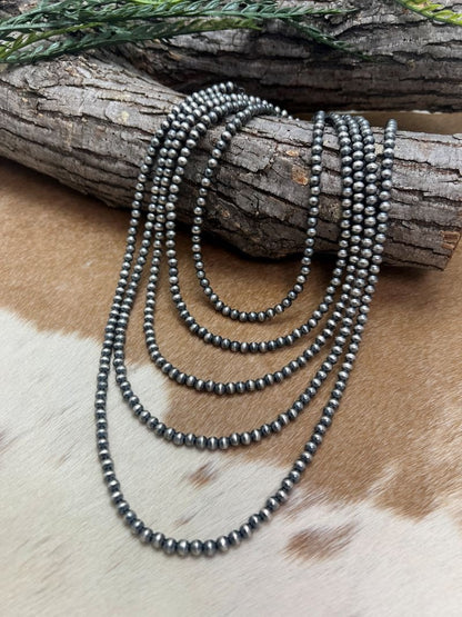 5mm Desert Pearls - Round Bead Necklace - Sunset Turquoise Mountain