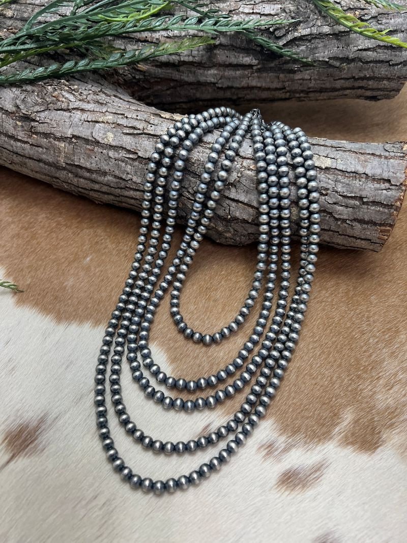 6mm Desert Pearls - Round Bead Necklace - Sunset Turquoise Mountain