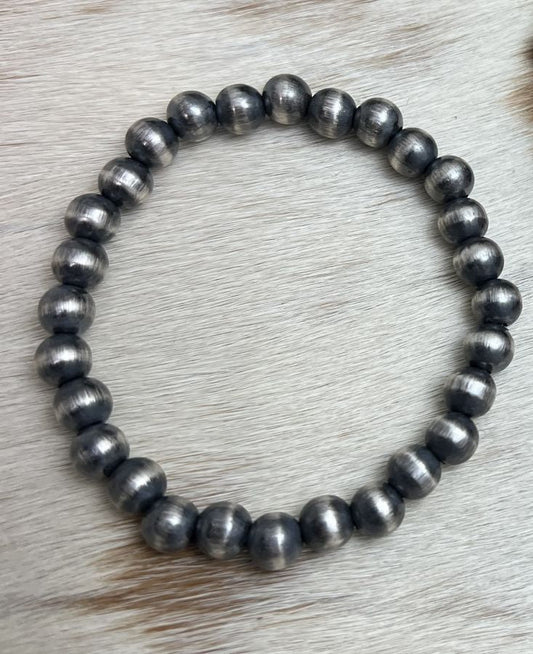 6mm Round Desert Pearls Stretch Bracelet - Sunset Turquoise Mountain