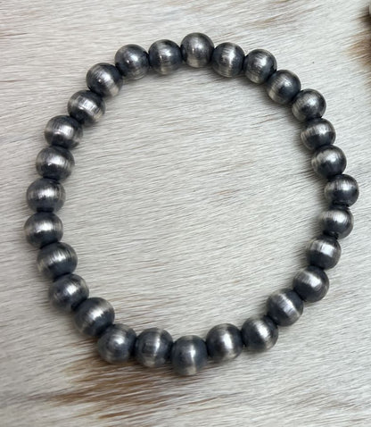 7mm Round Desert Pearls Stretch Bracelet - Sunset Turquoise Mountain