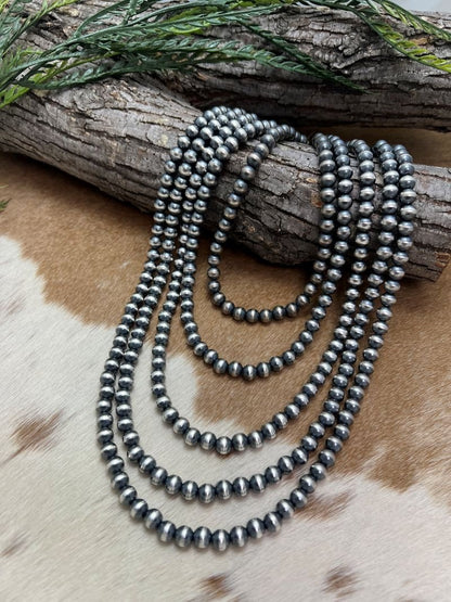 8mm Desert Pearls - Round Bead Necklace - Sunset Turquoise Mountain