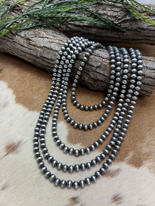 8mm Desert Pearls - Round Bead Necklace - Sunset Turquoise Mountain