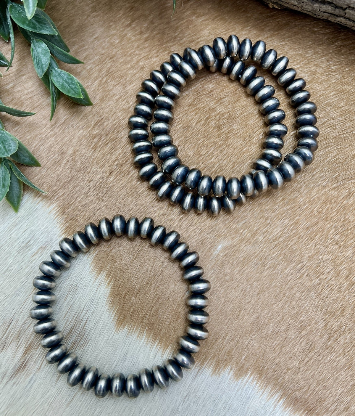 9mm Saucer Desert Pearls Stretch Bracelet - Sunset Turquoise Mountain