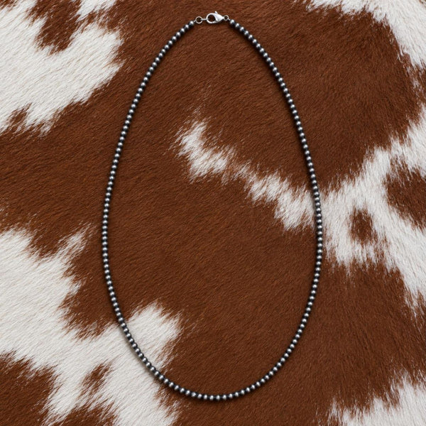 3mm Desert Pearls round bead necklace on cowhide