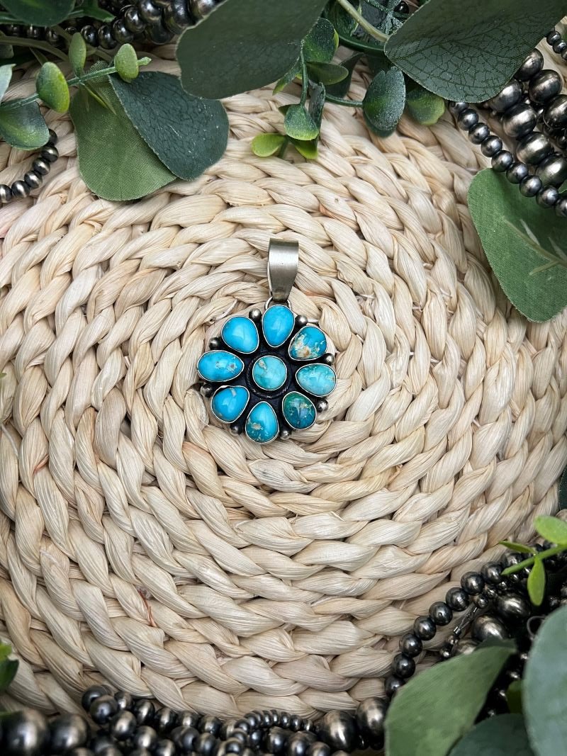 Betty Tom Sonoran Cluster Pendant - Sunset Turquoise Mountain