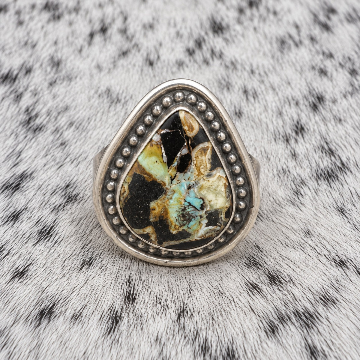 Blackjack Turquoise Tear Drop Ring — front