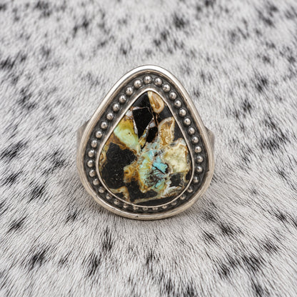 Blackjack Turquoise Tear Drop Ring — front