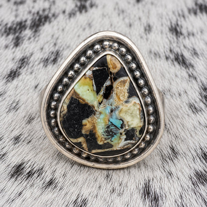 Blackjack Turquoise Tear Drop Ring — closeup