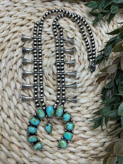 Blue - Green Sonoran Turquoise Naja Squash Blossom - Sunset Turquoise Mountain