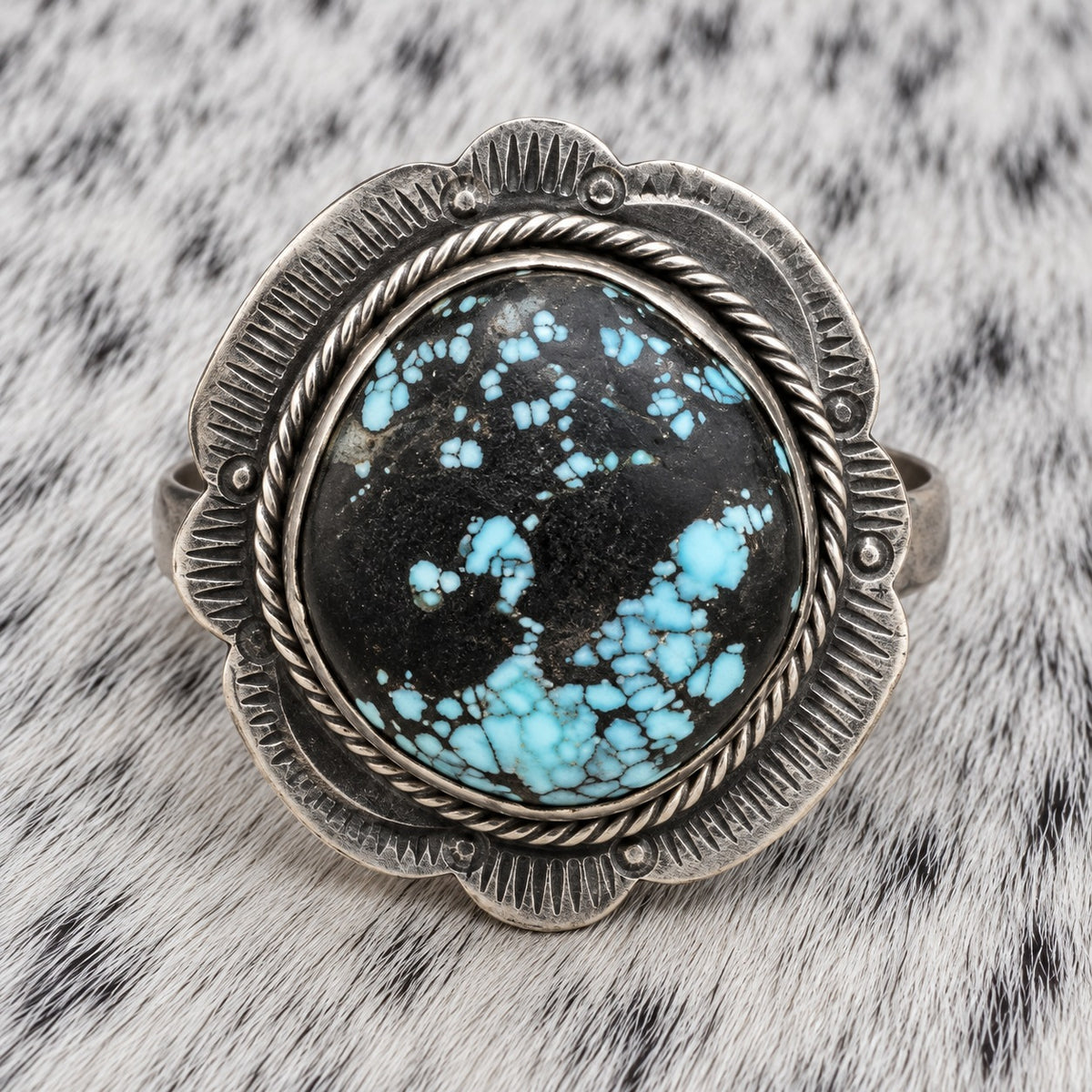Blue Moon Turquoise Adjustable Ring — closeup