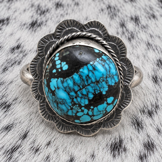 Blue Moon Turquoise Adjustable Ring — closeup