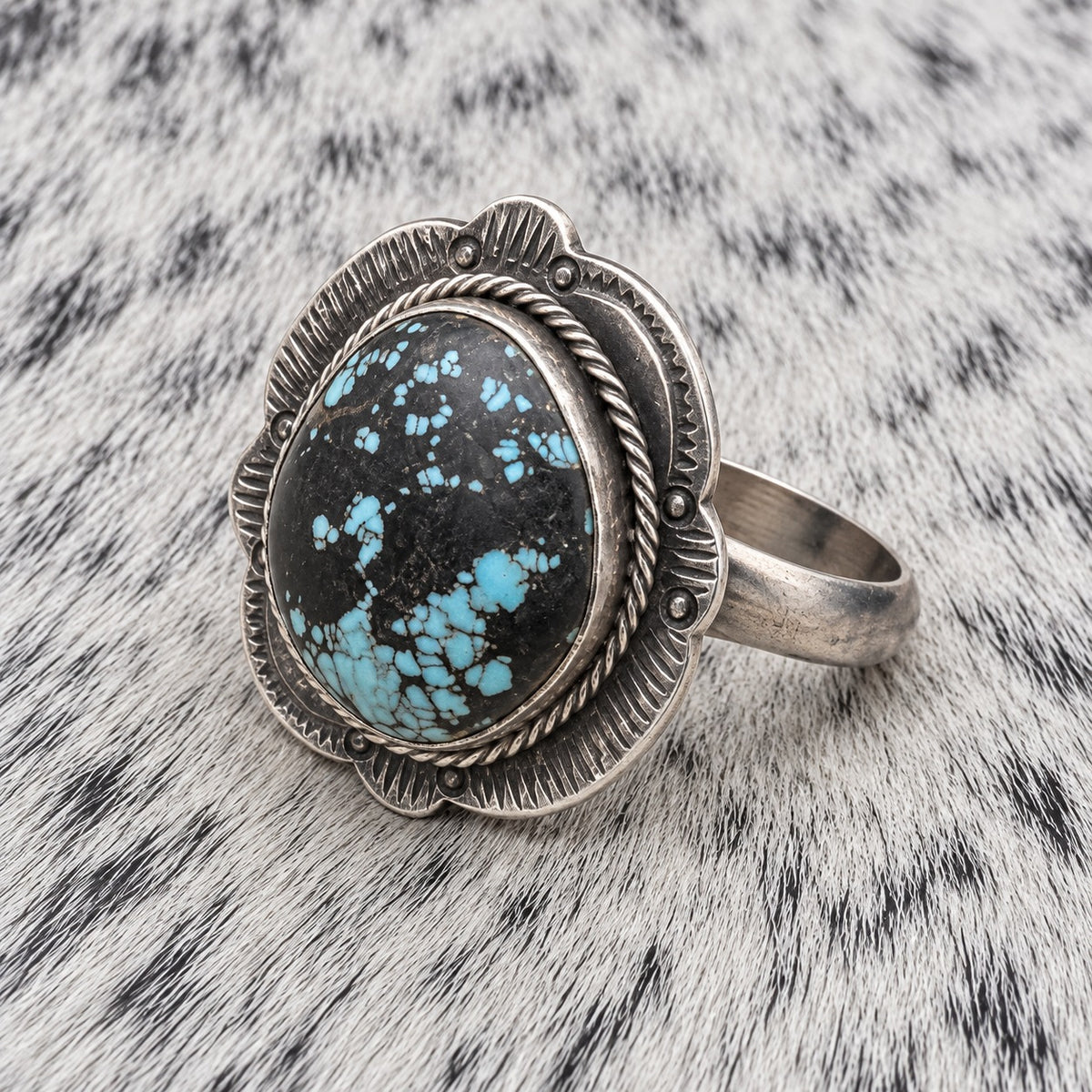Blue Moon Turquoise Adjustable Ring — angle