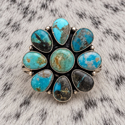 Blue Moon Turquoise Cluster Ring — front