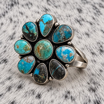 Blue Moon Turquoise Cluster Ring — angle