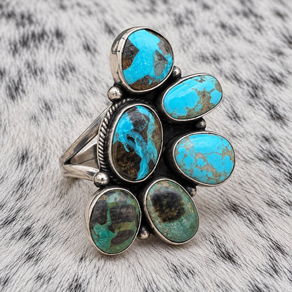 Blue Moon Turquoise Half Cluster Ring — angle