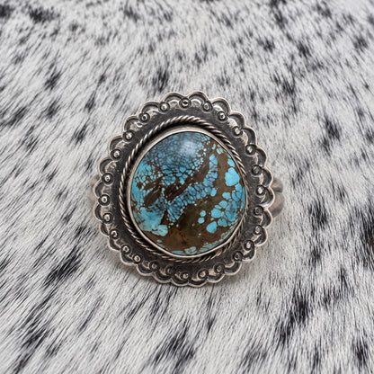 Blue Moon Turquoise Ring by Cordell Platero — front