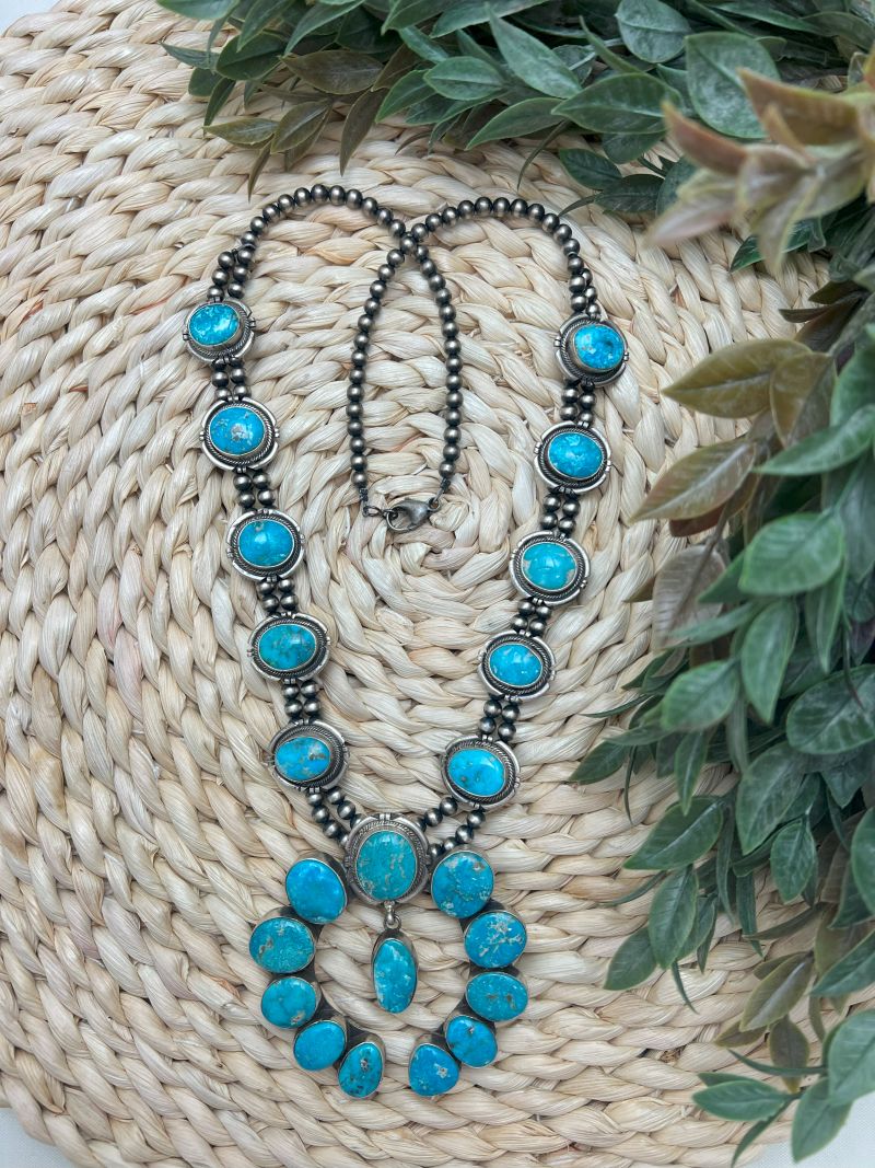 Blue Ridge Turquoise Squash Blossom - Sunset Turquoise Mountain