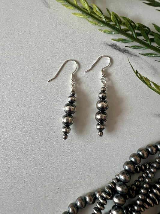 Desert Pearl Graduated Round Stick Dangle Earrings - Sunset Turquoise Mountain