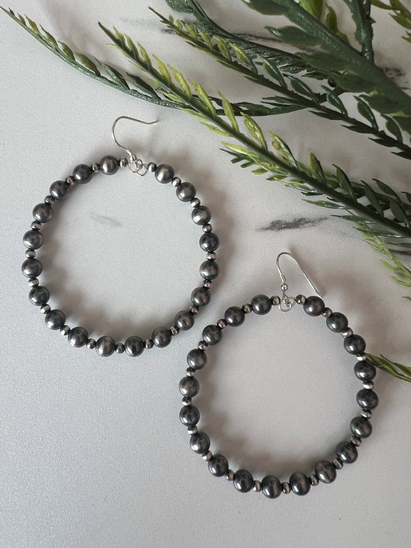 Desert Pearl Large Hoop Earring - Sunset Turquoise Mountain