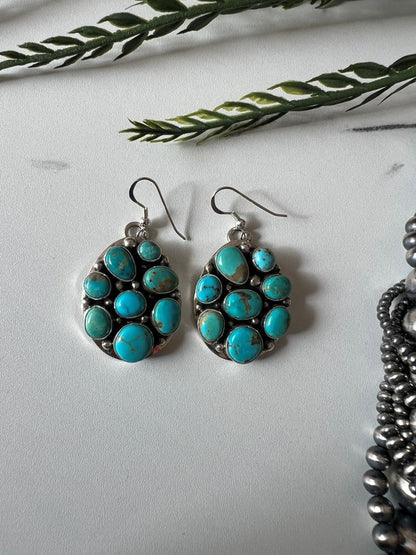 Emer Thompson 8 - stone Turquoise Dangle Earrings - Sunset Turquoise Mountain