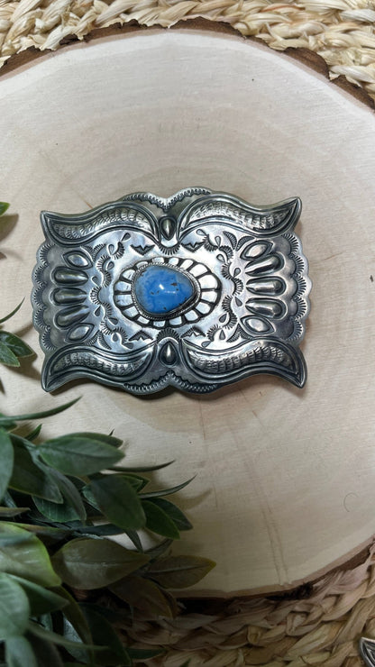 Golden Hills Turquoise Buckle - Sunset Turquoise Mountain