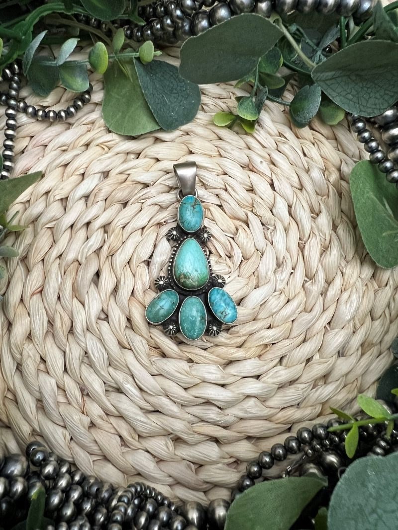 Kathleen Chavez 5 - stone Sonoran Pendant - Sunset Turquoise Mountain